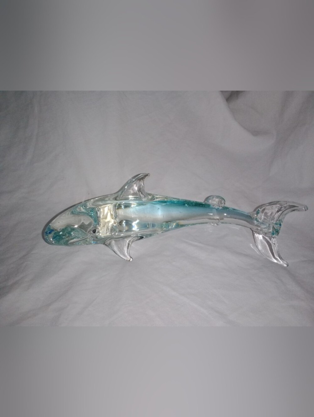 Hand Blown Glass Whale 8" Long Home Decor